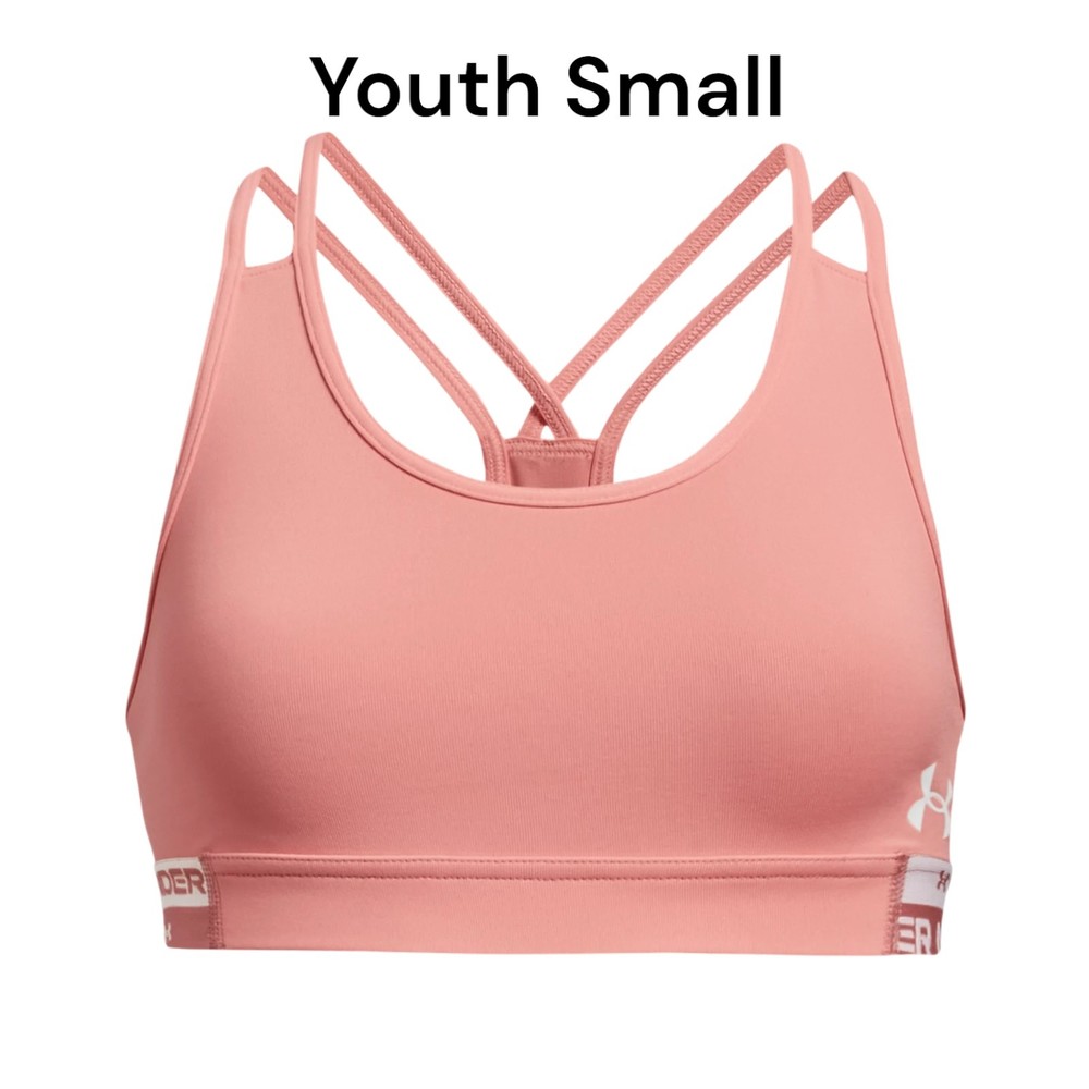 Under Armour Girls' HeatGear Armour Sports Bra, Pink Sands (981), Youth Small